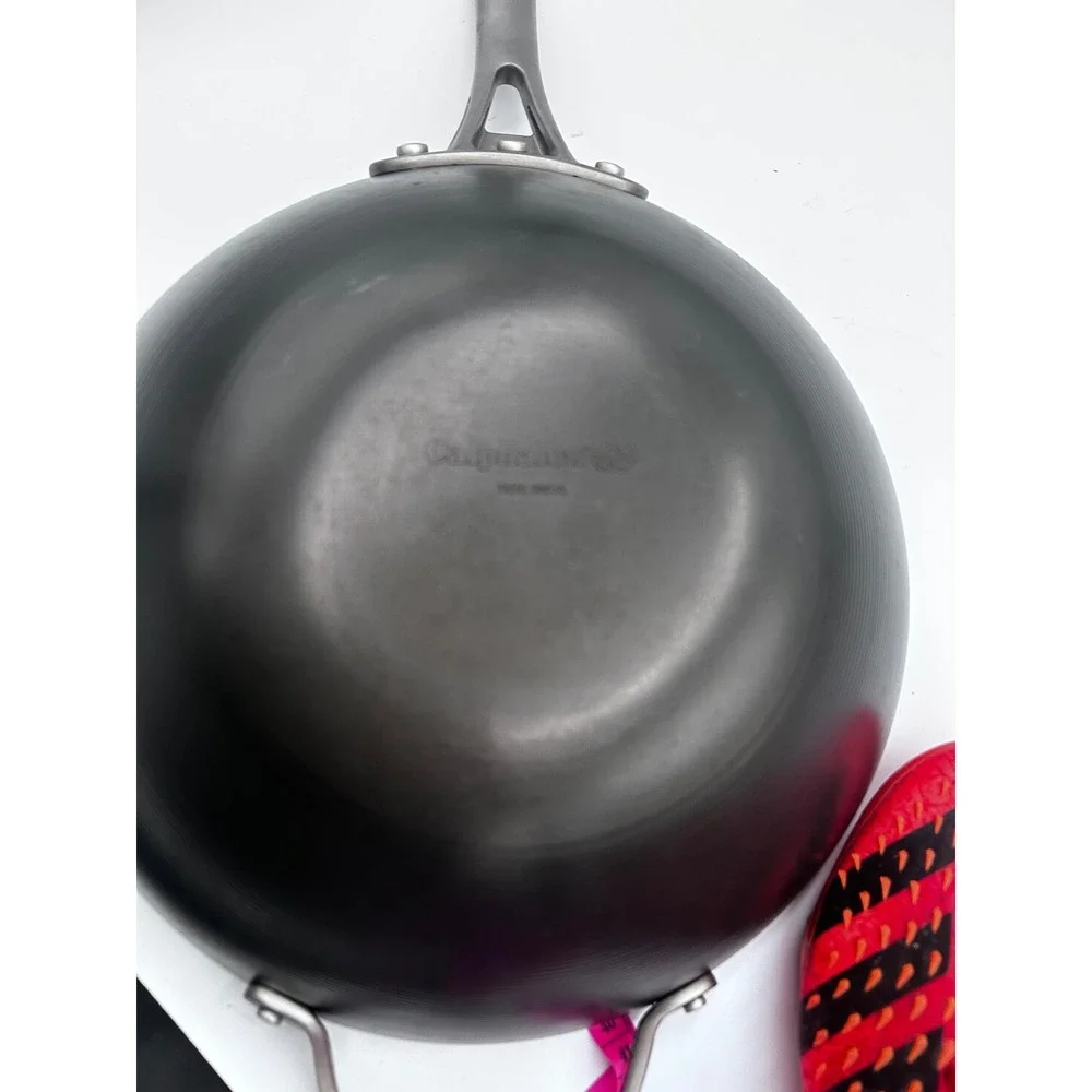 Calphalon 12 Inch Flat Bottom Wok Hard Anodized Nonstick Stir Fry Pan Black